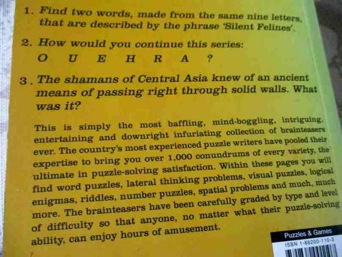 THE MOST ENORMOUS BOOK OF BRAINTEASERS EVER !