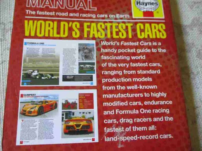 WORLD'S FASTEST CARS - THE FASTEST ROAD AND RACING CARS ON EARTH - HAYNES POCKET MANUAL