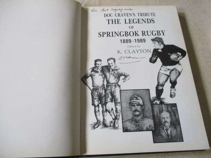 THE LEGENDS OF SPRINGBOK RUGBY 1889 - 1989  - DOC CRAVEN'S TRIBUTE ( DELUXE EDITION 312/1000 )