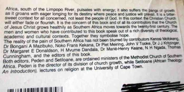 PANGS OF GROWTH - A DIALOGUE ON CHURCH GROWTH IN SOUTHERN AFRICA - EDITED BY GABRIEL M SETILOANE