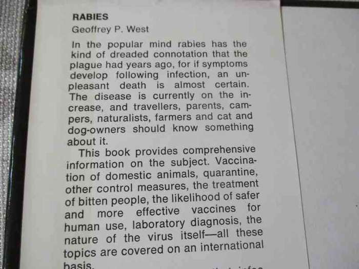 RABIES IN ANIMALS & MAN - GEOFFREY R WEST