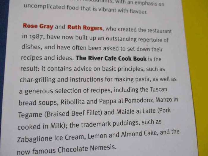 THE RIVER CAFE COOK BOOK - ROSE GRAY AND RUTH ROGERS