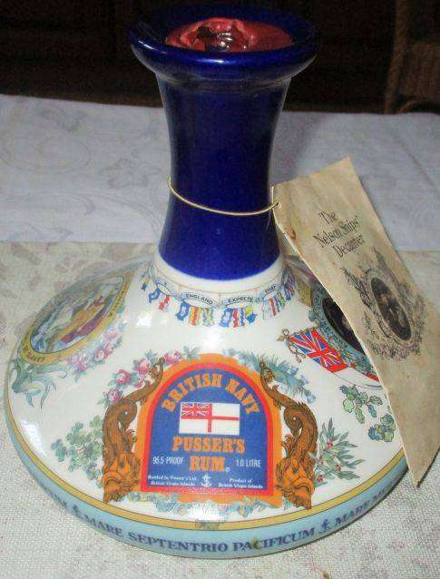 VINTAGE WADE STAFFORDSHIRE BRITISH NAVY PUSSERS RUM -FULL DECATER - ADMIRAL LORD NELSON NAVY
