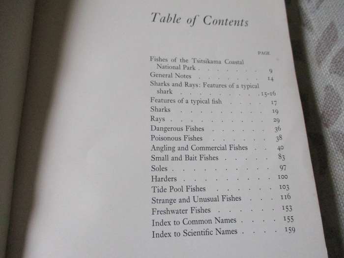 FISHES OF THE TSITSIKAMA COASTAL NATIONAL PARK - PROF J.L.B. SMITH AND MARGARET M SMITH