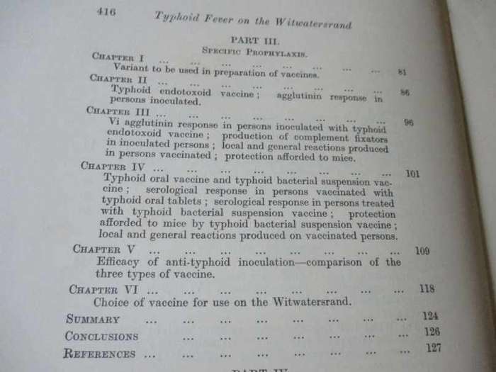 TYPHOID FEVER ON THE WITWATERSRAND - S.A. INSTITUTE FOR MEDICAL RESEARCH ( 1938 )