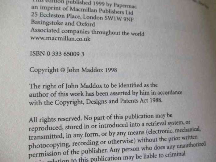WHAT REMAINS TO BE DISCOVERED - JOHN MADDOX