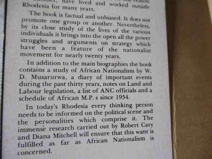 AFRICAN NATIONALIST LEADERS - WHO'S WHO BY ROBERT CARY & DIANA MITCHELL