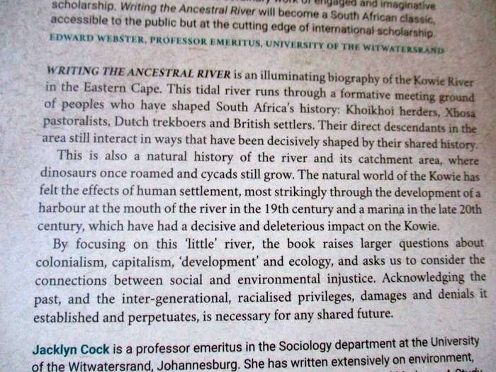WRITING THE ANCESTRAL RIVER - A BIOGRAPHY OF THE KOWIE - JACKLYN COCK
