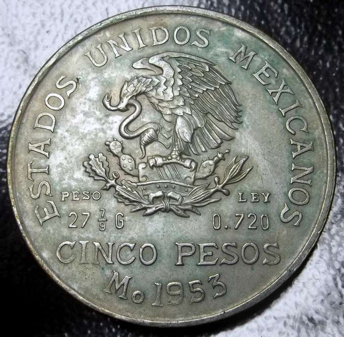 Mexico 5 Pesos 1953 - 200yrs Hidalgo