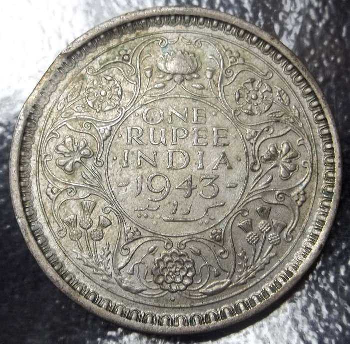 British India 1 Rupee 1943