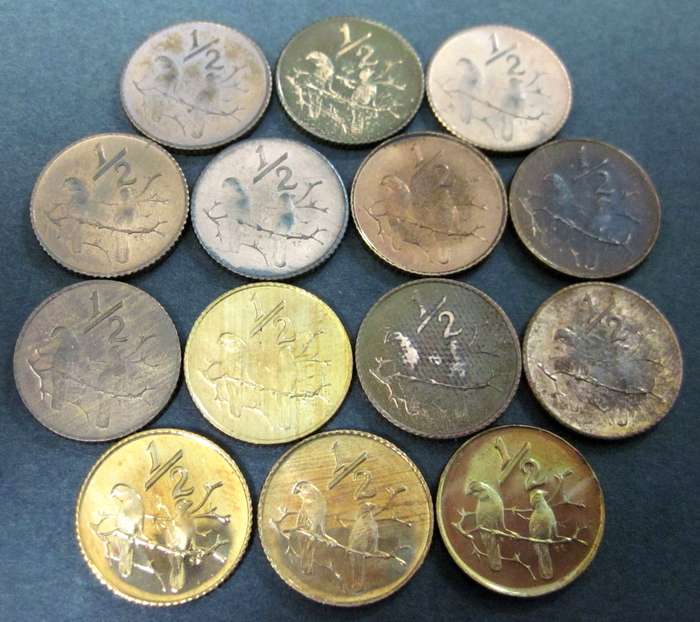 RSA - Full Set of 1/2 Cent coins - 1970 till 1983