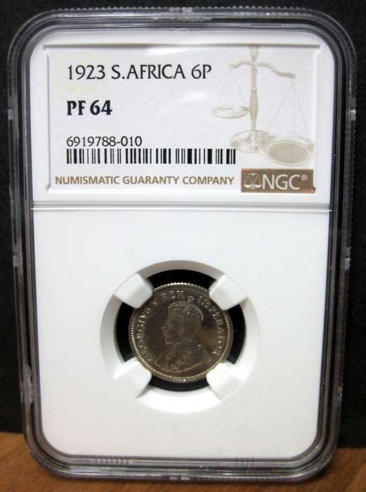 SA Union 6 Pence 1923 - NGC PF64