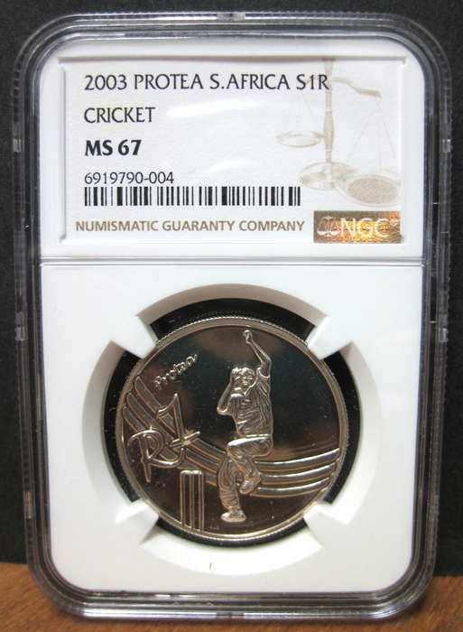 RSA 1 Rand 2003 - CRICKET - NGC MS67