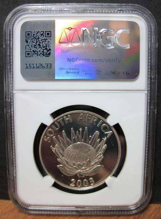 RSA 1 Rand 2003 - CRICKET - NGC MS67