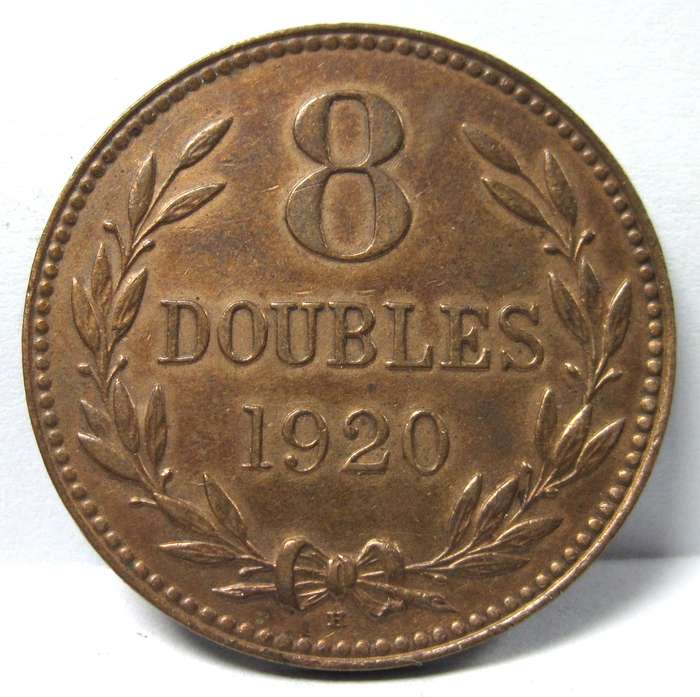 *R1 Auction* Guernsey 8 Doubles 1920 - Beautiful condition