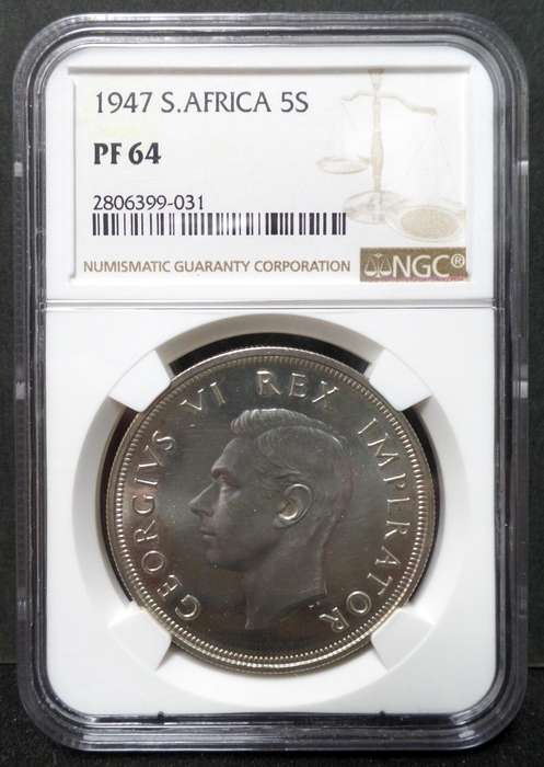 SA Union 5 Shillings 1947 - NGC PF64