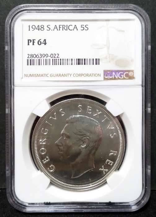 SA Union 5 Shillings 1948 - NGC PF64