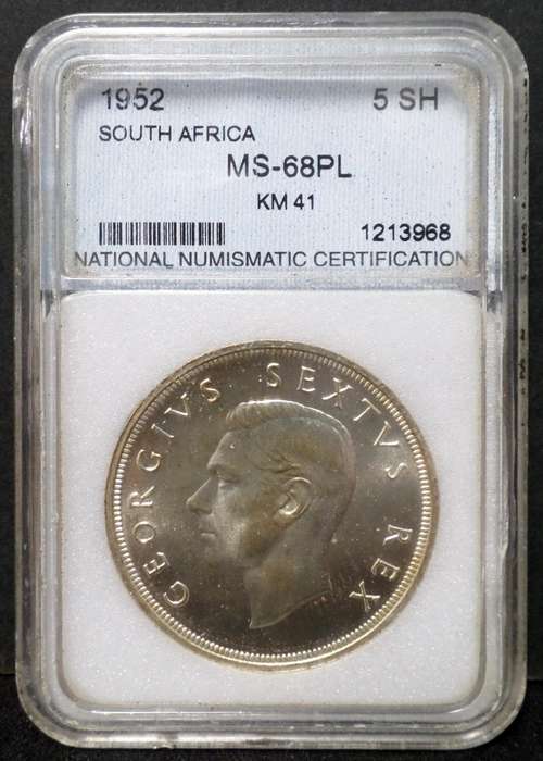 SA Union 5 Shillings 1952 - NNC MS68 PL