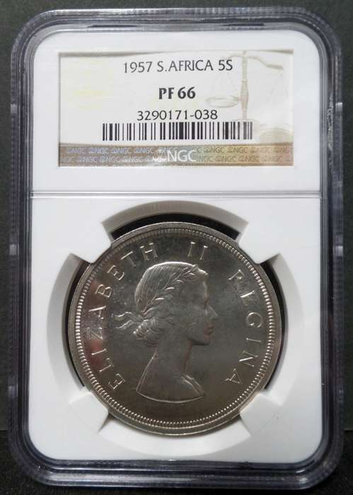 SA Union 5 Shillings 1957 - NGC PF66