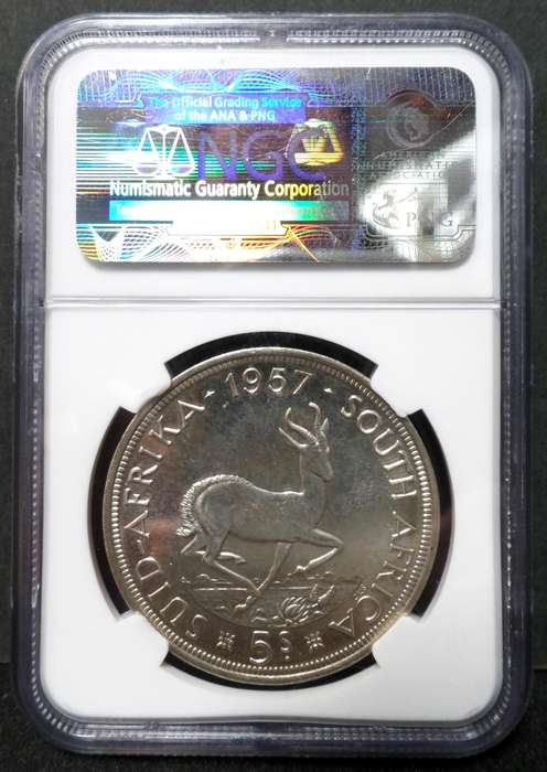 SA Union 5 Shillings 1957 - NGC PF66