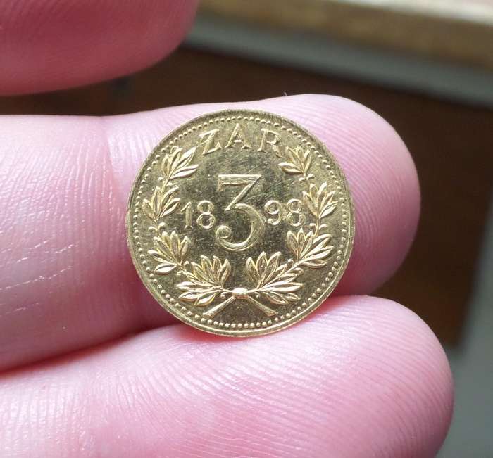ZAR 3 Pence 1898 - Sammy Marks replica - 22ct Gold
