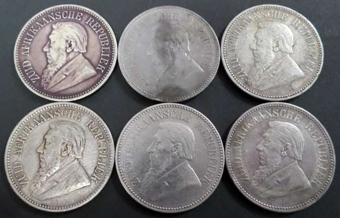 ZAR Two & Half Shillings 1892-1897 - Full set