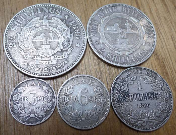 ZAR 1896 - Full set of silver coins