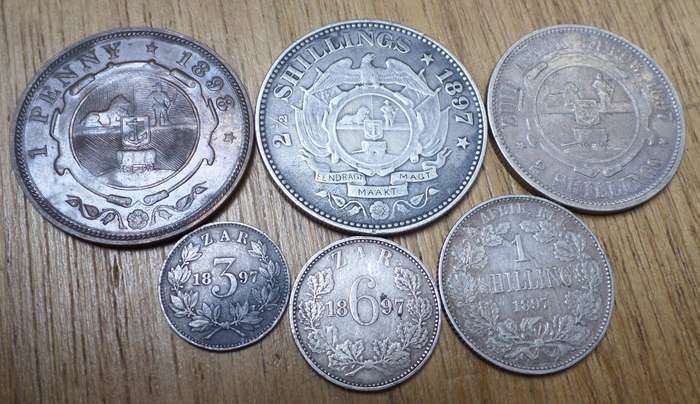 ZAR 1897 - Full set of silver coins with 1898 Penny