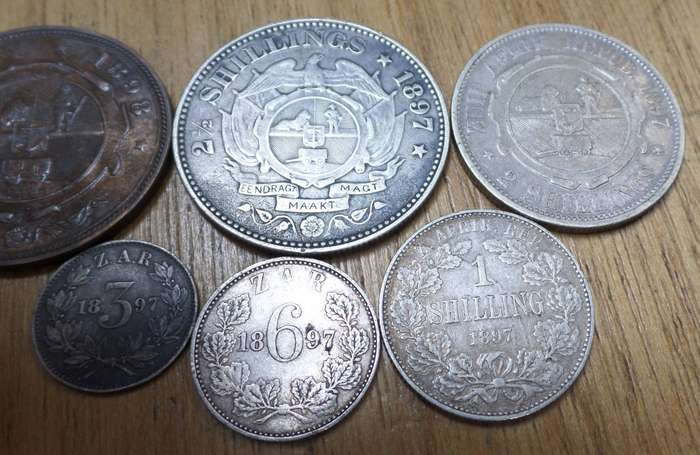 ZAR 1897 - Full set of silver coins with 1898 Penny
