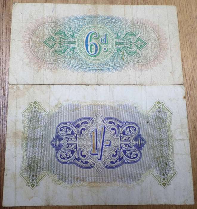 1943 British Military Authority 6d & 1/- vouchers issued in Italy