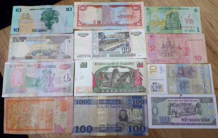 Lot of 12 International bank notes