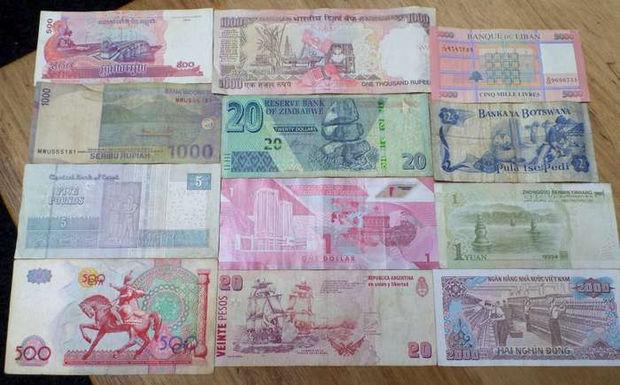 Lot of 12 International bank notes