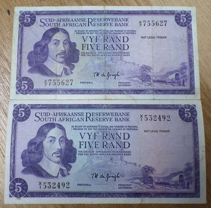 *R1 Auction* RSA 5 Rand 1960/70's - X1 & X7 Replacement