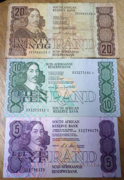 *R1 Auction* RSA 5, 10, 20 Rand 1980/90's - all XX Replacement