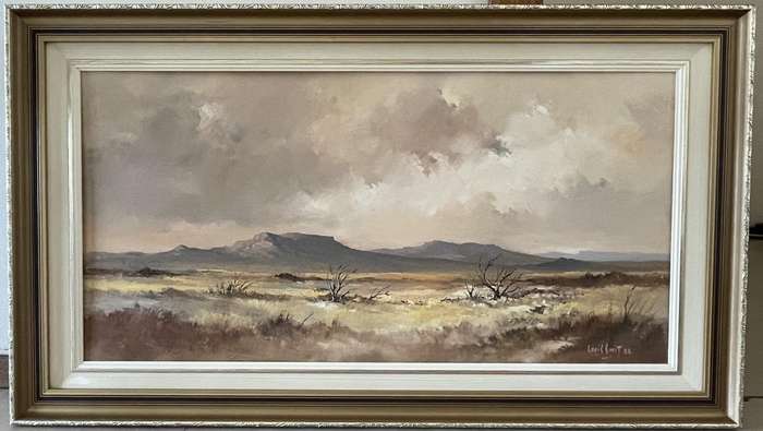 ORIGINAL WELL KNOWN SA ARTIST - LOUIS SMIT - OIL ON CANVAS ON BOARD -  LANDSCAPE DATED 1988