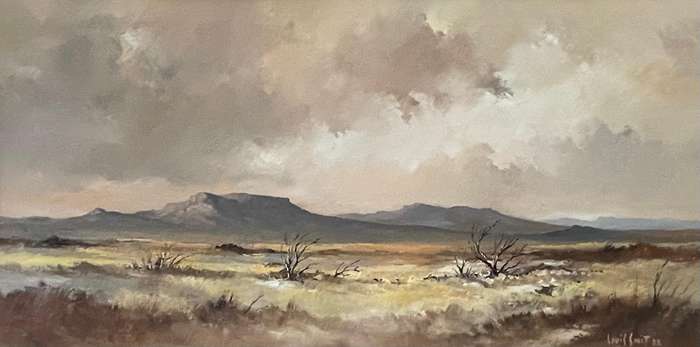ORIGINAL WELL KNOWN SA ARTIST - LOUIS SMIT - OIL ON CANVAS ON BOARD -  LANDSCAPE DATED 1988