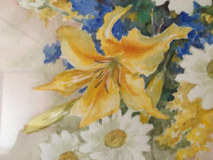ORIGINAL NELLIE SHEARER - WATER COLOUR IN GOLD FRAME BEHIND GLASS