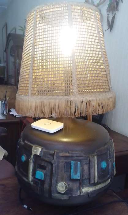 TABLE LAMP - MID CENTURY MODERN BRUTALIST WITH SHADE