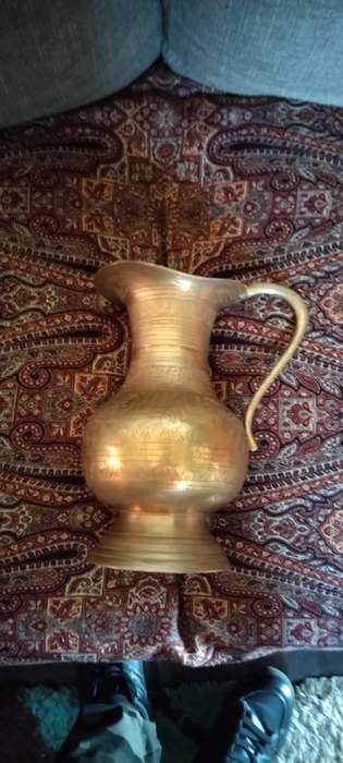 Vintage Persian/ Indian heavy brass water pitcher.