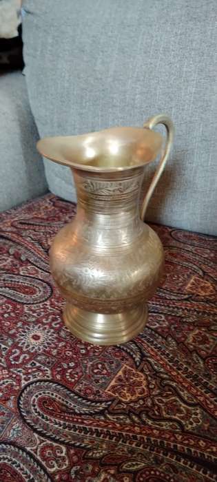 Vintage Persian/ Indian heavy brass water pitcher.