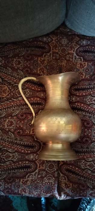 Vintage Persian/ Indian heavy brass water pitcher.