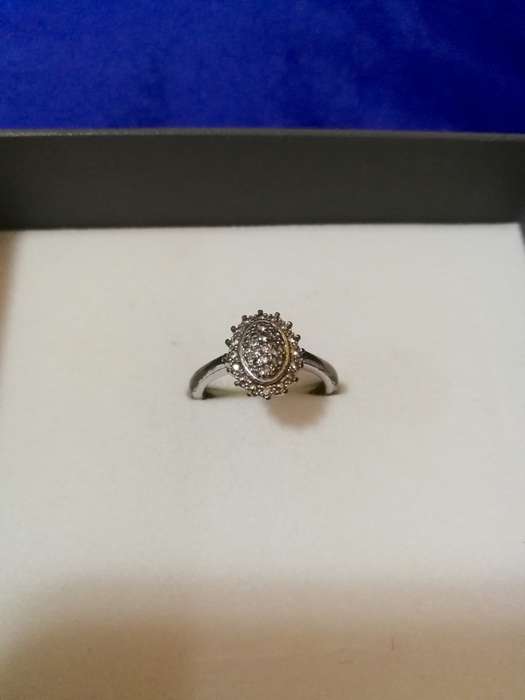 Sterling Silver Natural White Diamond Cluster Ring