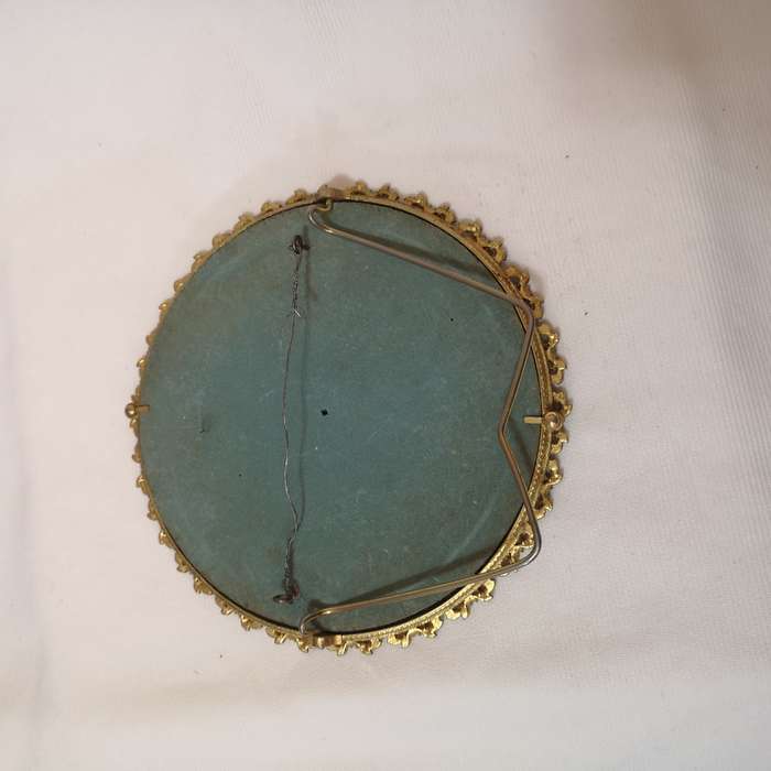 MIRELLA Made in England - Stunning Mirror Gold Plated Floral frame with Seed Pearls & Turquoise