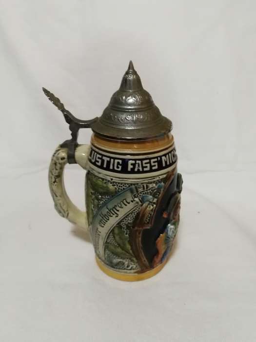 Original King 500/34 Vintage "Lustig Fass Mich" German Lidded Beer Stein