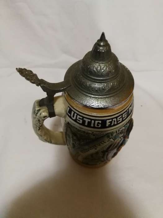 Original King 500/34 Vintage "Lustig Fass Mich" German Lidded Beer Stein