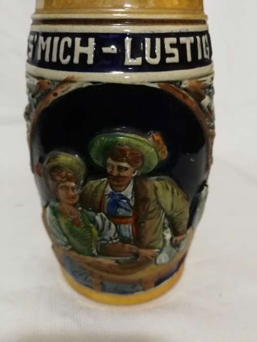 Original King 500/34 Vintage "Lustig Fass Mich" German Lidded Beer Stein