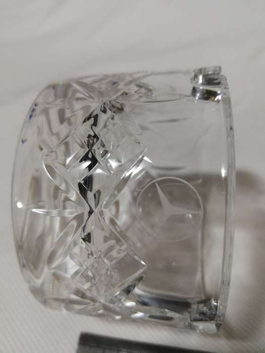 Cut Crystal Mercedes Benz Small Ashtray. Fits in Cup Holder