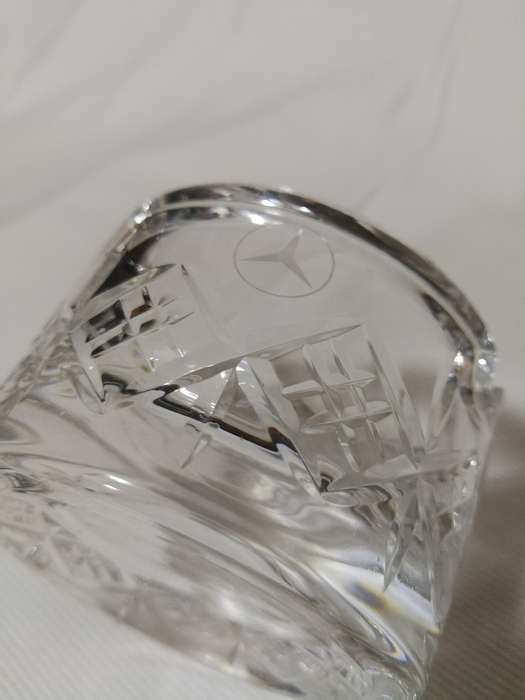 Cut Crystal Mercedes Benz Small Ashtray. Fits in Cup Holder