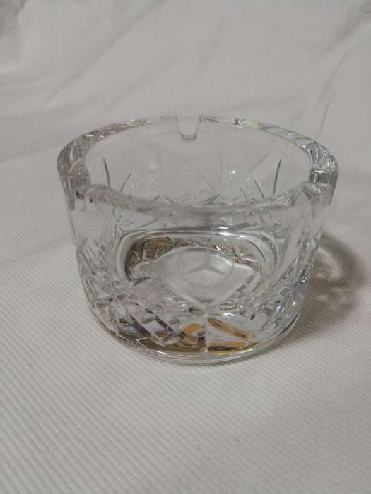 Cut Crystal Mercedes Benz Small Ashtray. Fits in Cup Holder