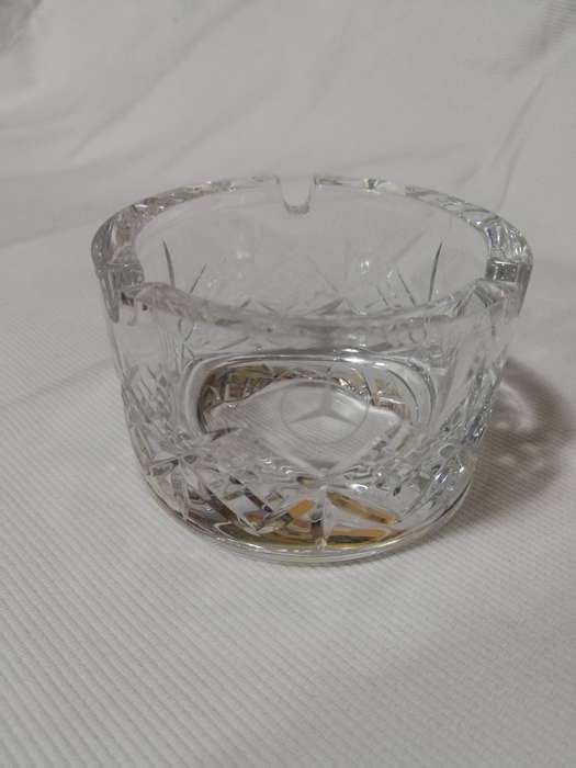 Cut Crystal Mercedes Benz Small Ashtray. Fits in Cup Holder